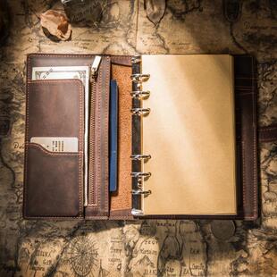 复古活页夹A6A5A7手帐本 旅行记事本牛皮本 真皮笔记本文艺日记本