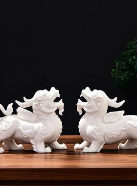 陶瓷招财貔貅摆件一对中式玄关办公室家居装饰品店铺开业乔迁礼品