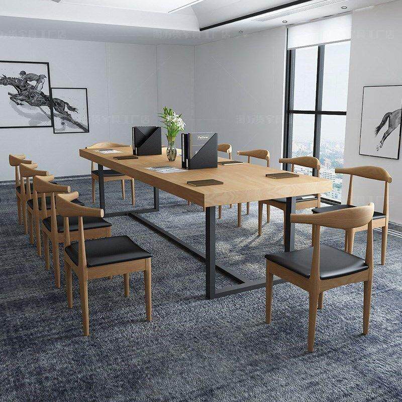 北欧实木会议桌长桌简约现代长条桌子大板桌工作台办公室桌椅组合