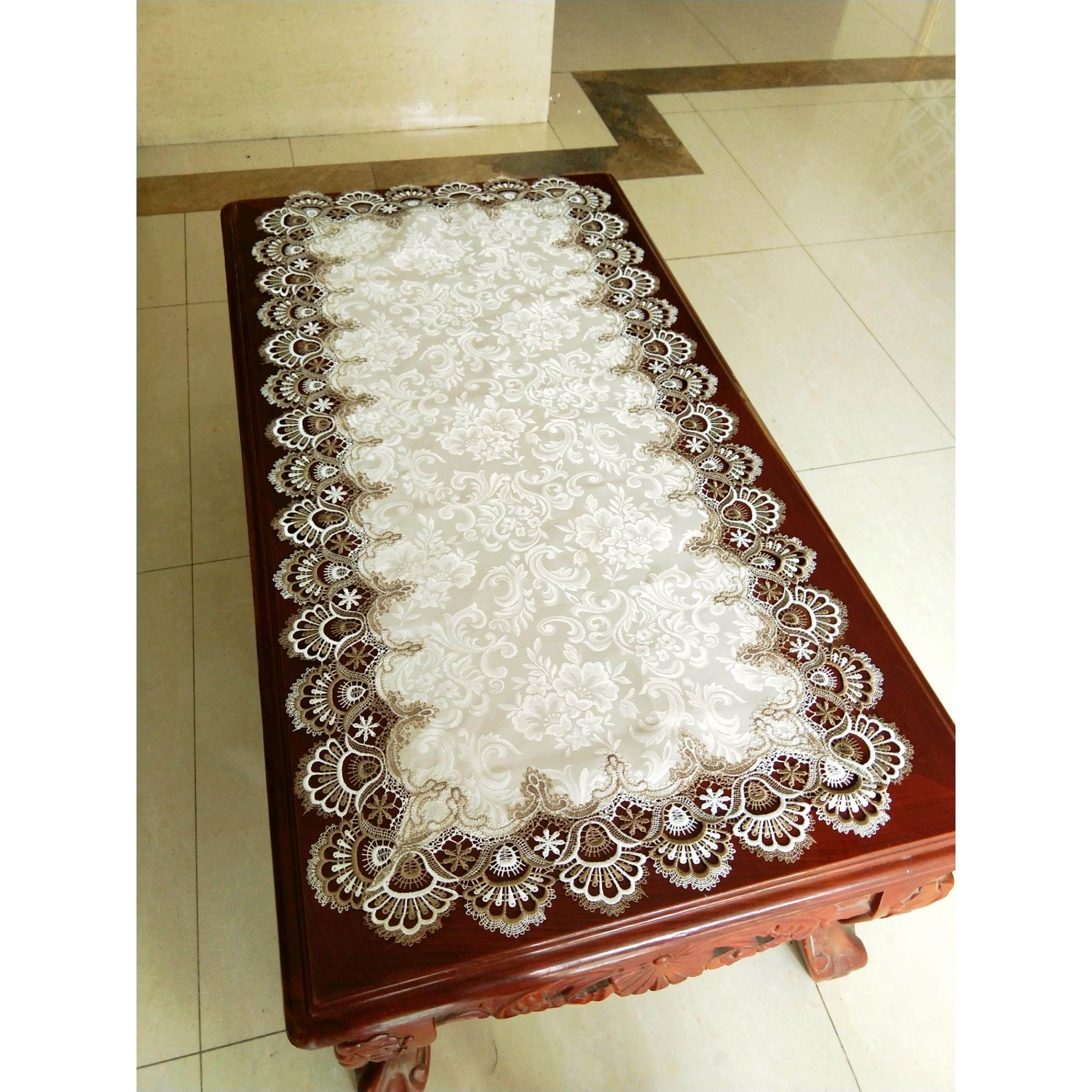 红木茶几垫实木桌垫蕾丝边茶几布新中式桌旗装饰桌布布艺米黄欧式