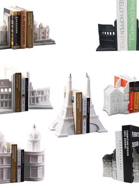 现代家居装饰摆件样板间软装饰品桌面书档书房工艺品建筑系列书靠