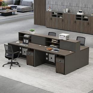 员工桌椅组合简约现代正面4座屏风卡槽办公室，1.2米书架