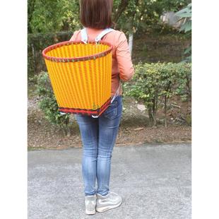 背篓编制家用买菜塑料大背篼洗衣收纳背筐手工藤编采茶篮子箩筐