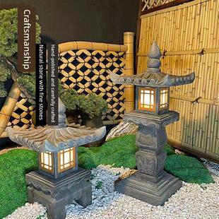 石雕石灯灯笼庭院中式彷古园林石头青石户外太阳能草坪覆古摆件