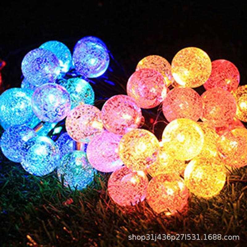 直销新款led太阳能球形灯串气泡球灯户外防水花园装饰庭院布置节