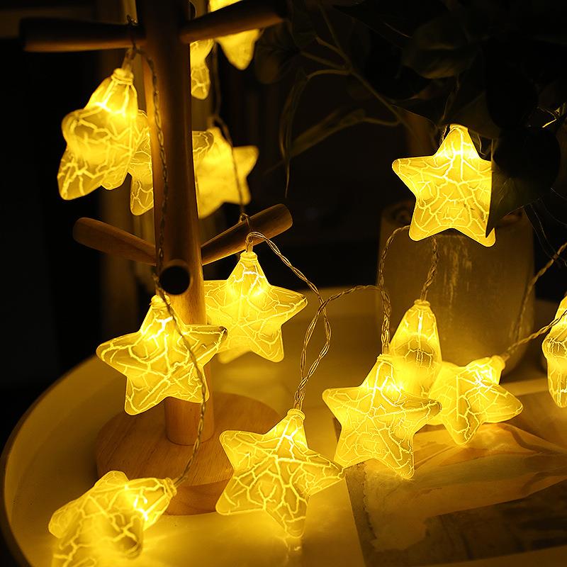 直销新款跨境热销LED裂纹星星彩灯串圣诞婚庆节日满天星装饰彩灯