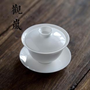 大号玉瓷茶碗德化白瓷家用盖碗茶杯陶瓷泡茶三才碗功夫茶 直销新款