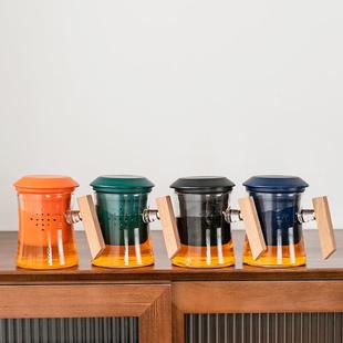 玻璃茶杯茶水分离过滤泡茶杯办公家用陶瓷马克杯带盖个人 直销新款