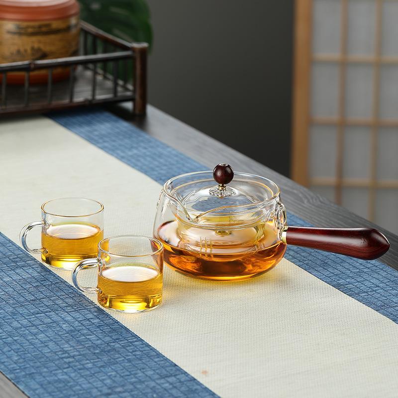 直销新款跨境旋转逍遥壶玻璃围炉煮茶壶家用电陶炉茶具套装小青柑