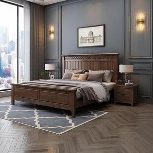 直销新款美式实木床白色轻奢2米大床1.8米双人主卧婚床乡村田园公