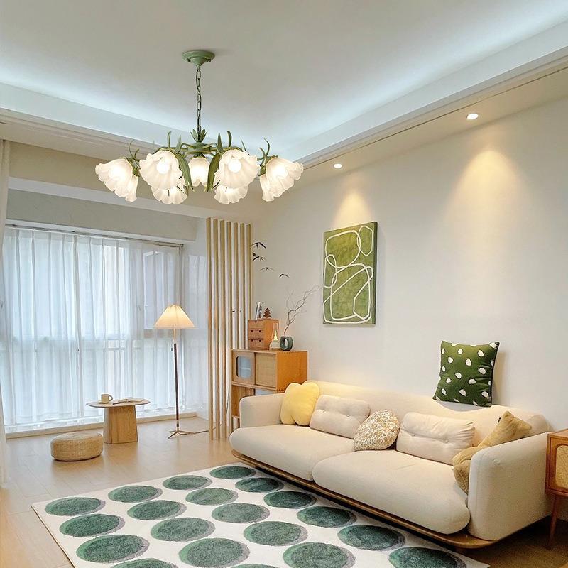 直销新款法式田园客厅主灯创意网红铃兰花朵吊灯美式乡村复古餐厅