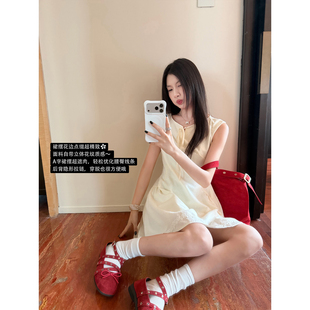 Joeyoo设计感蕾丝花边小飞袖法式连衣裙女夏短款收腰显瘦A字裙子