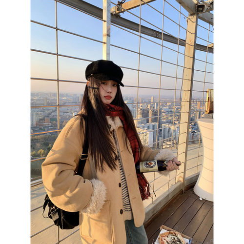Joeyoo【12/23上新 经典再现】羊羔毛外套女冬两面穿皮毛一体