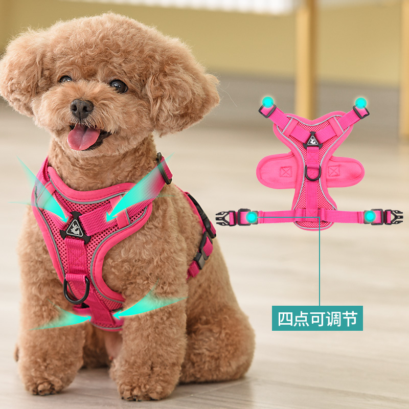 泰迪狗狗牵引绳遛狗绳背心式狗链子中小型犬猫博美比熊外出胸背带