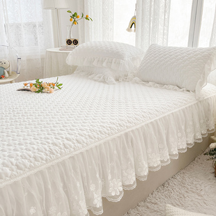 款 公主风夹棉床裙单件四季 蕾丝花边床围裙罩床笠带裙边床单床盖套