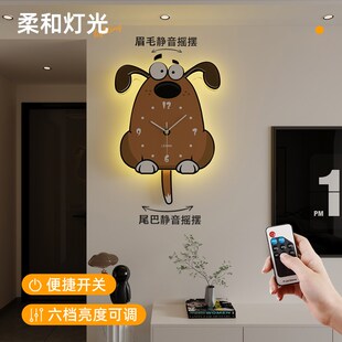 2024网红客厅挂钟卡通狗狗时钟挂墙家用新款简约时尚个性钟表