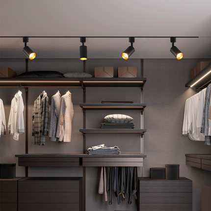 led明装射灯可调角度服装店家用极简背景墙吸顶聚光灯单个轨道灯