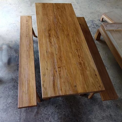 老榆木茶桌茶台茶几家用大板桌实木办公桌覆古书桌餐桌椅组合