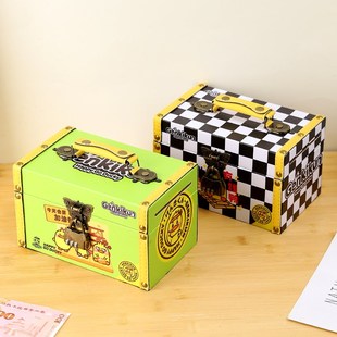 可爱儿童存钱罐密码锁可进可出小学生硬币纸币储蓄罐带锁存钱箱子