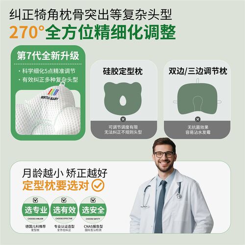 婴儿定型枕新生儿宝宝枕头0到6个月1岁纠矫正头型专用睡觉防偏头