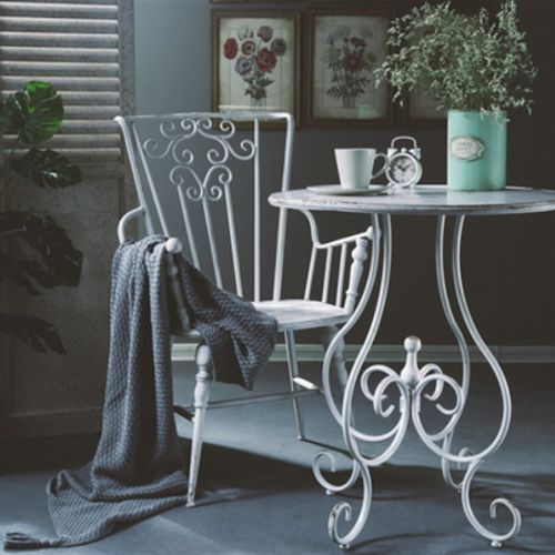 复古田园白色铁艺家用小椅子花园阳台折叠单人防水户外桌椅套装