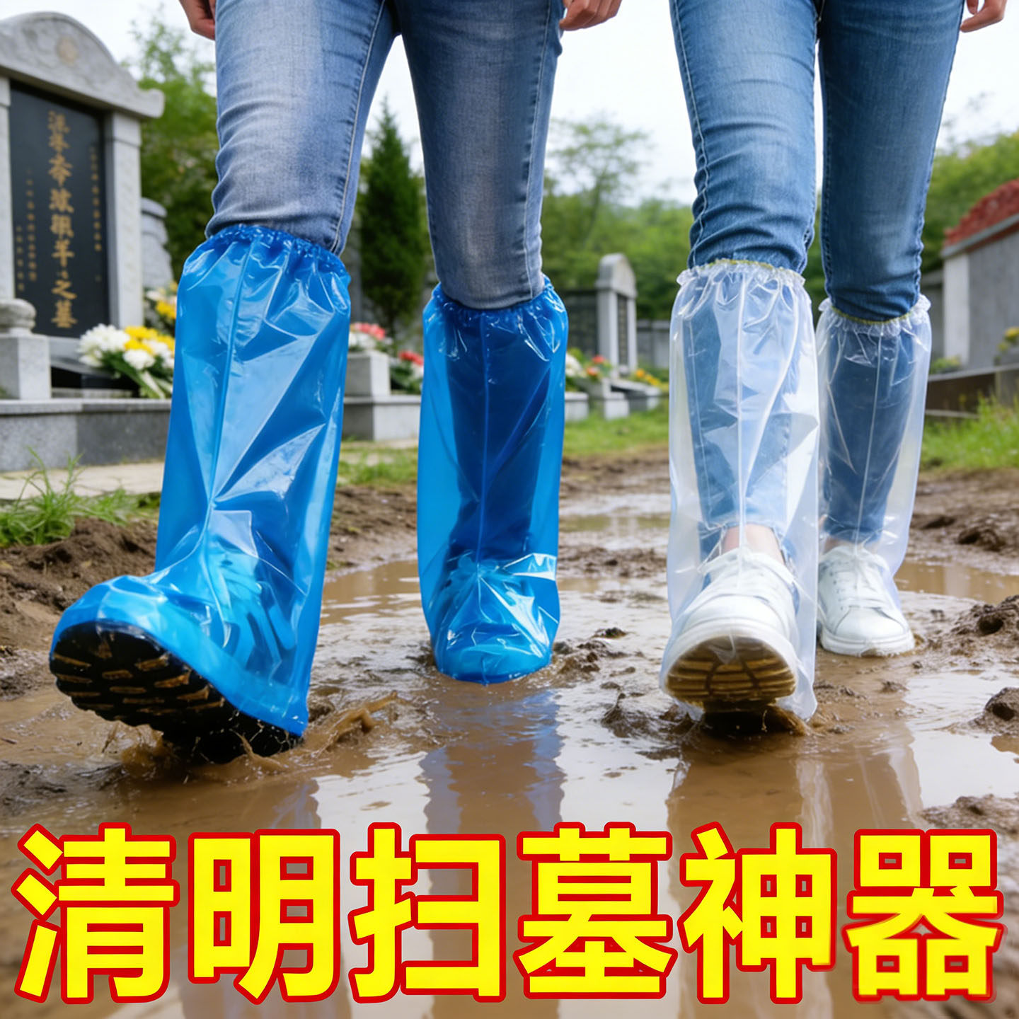 一次性雨鞋鞋套成人外穿防水套防水防滑加厚耐磨防雨高筒透明塑料