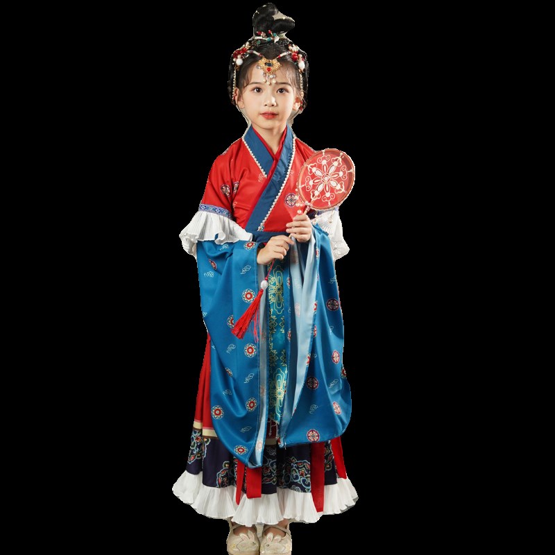 魏晋南北朝汉服女童2024新款古典舞蹈演出服高端国潮儿童神仙裙子