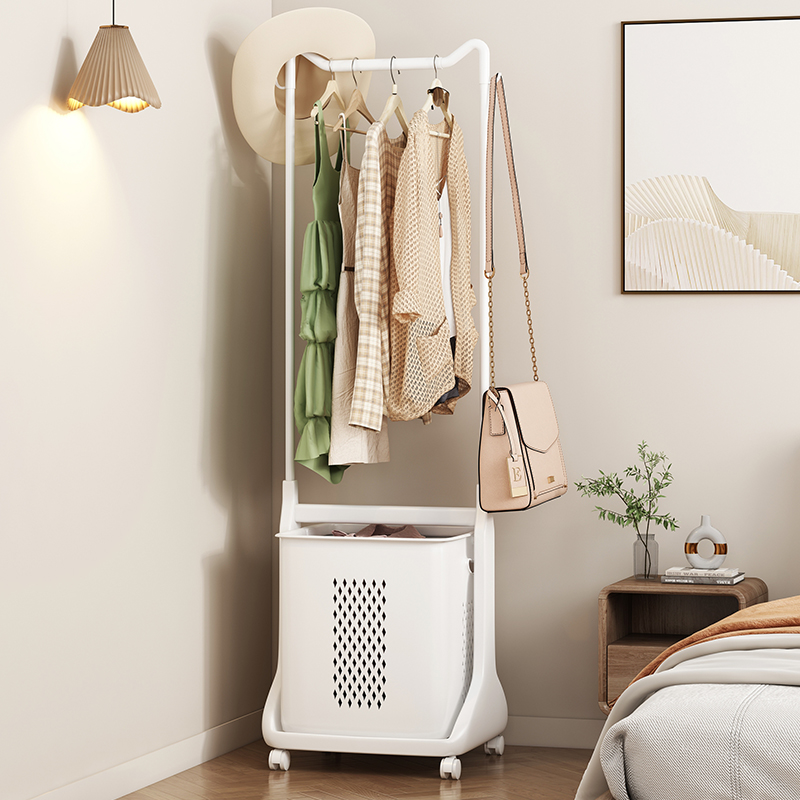 挂衣架子落d地卧室家用床边放衣服开放式防尘脏衣篓收纳神器衣帽