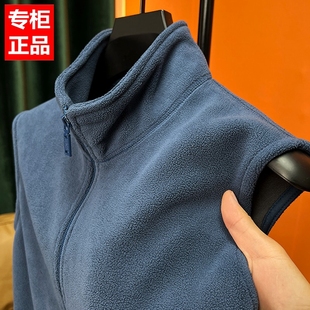 加绒加厚摇粒绒i马甲男款冬季百搭无袖背心纯色拉炼外套立领颗粒