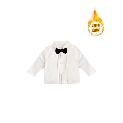 儿童加厚Polo衫婴o童周岁礼服加绒冬款领结衬衫男宝宝英伦绅士礼