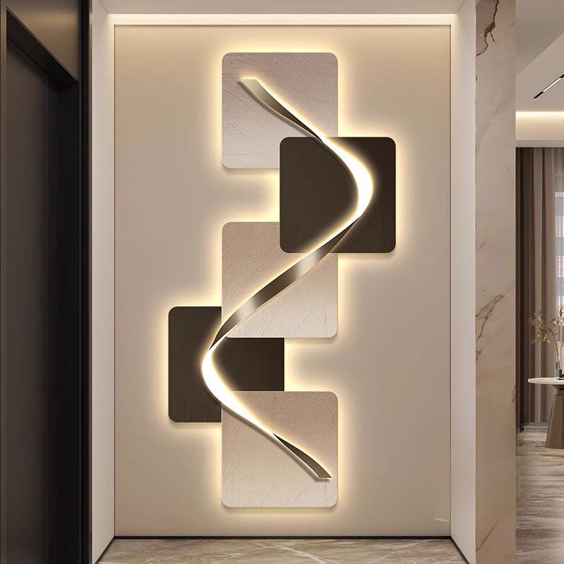 LED意式e极简挂画轻奢入户玄关高端装饰画正对门壁灯画走廊过道画