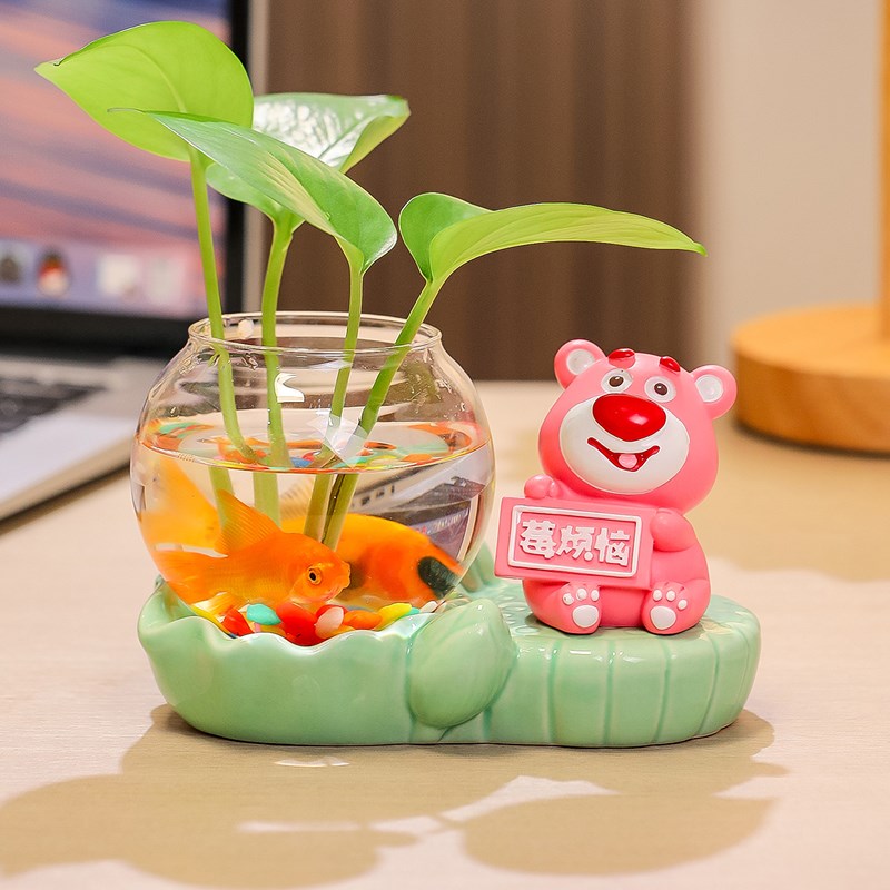 创意简约可爱水养绿萝花瓶摆x件家居客厅博古架办公桌好物女生工
