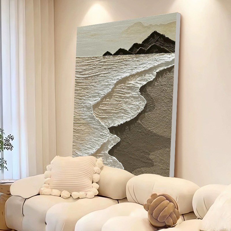 奶油风花卉立体肌理画diy石英砂数F字油画丙烯填色手工填充装饰画图片