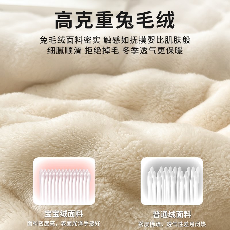 牛奶珊瑚绒床盖单件兔毛绒床单床垫三件套榻榻Q米垫子夹棉床单冬