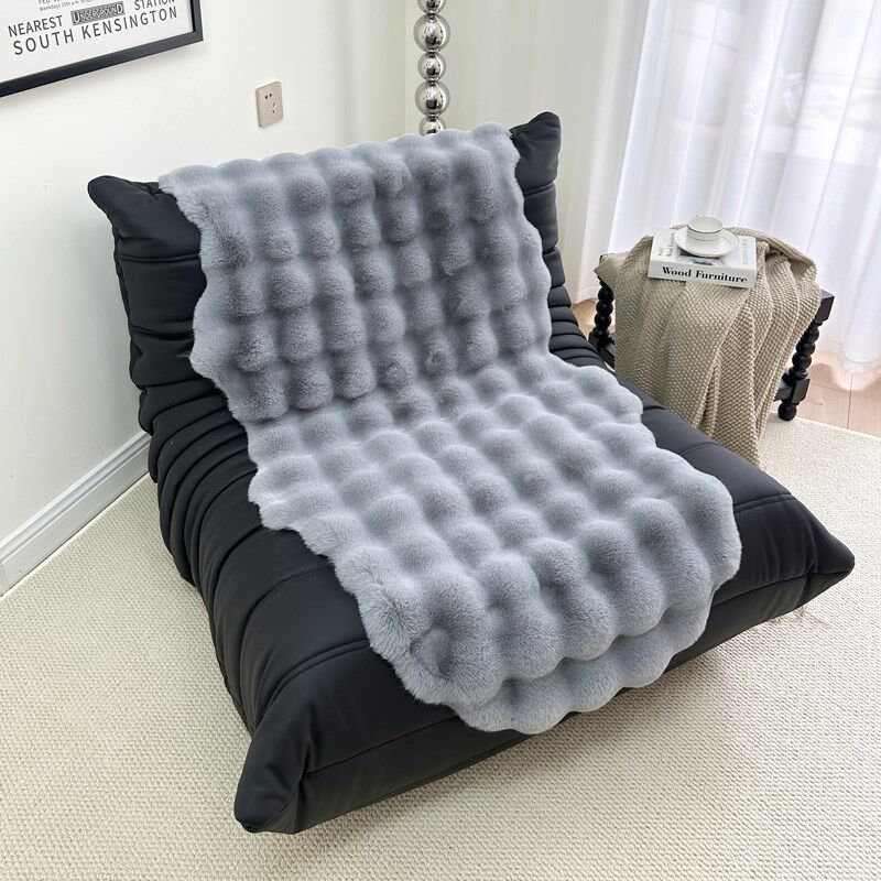 加厚仿兔毛懒人沙发垫秋冬毛绒椅子垫毛毛虫沙发盖布靠.背一体防