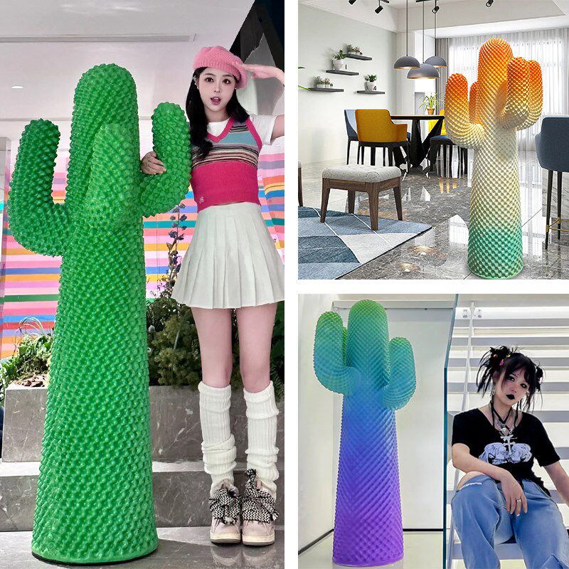 网红仙人掌衣架落地摆件衣帽架玻璃钢雕塑服装R店橱窗客厅美陈装