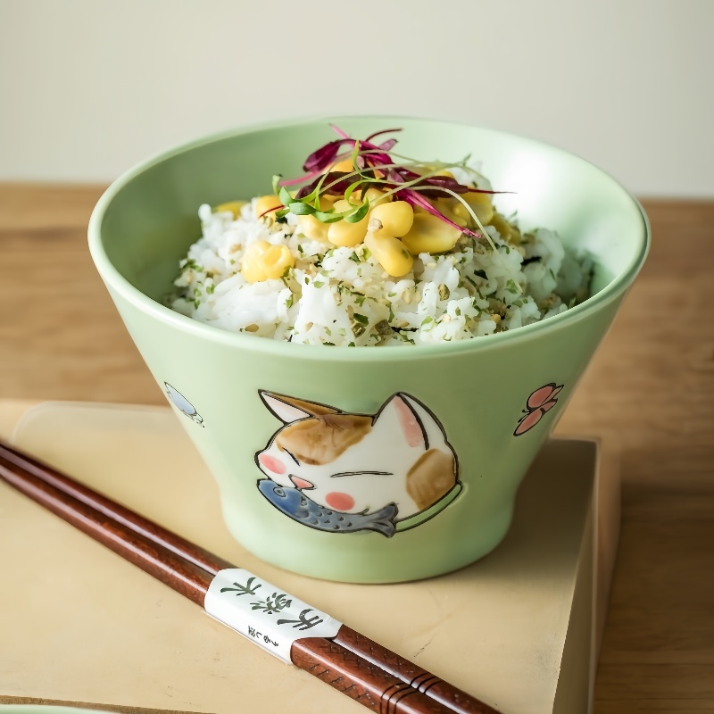 食品级釉下彩陶瓷米饭碗小饭碗