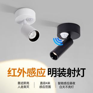 人体感应灯自动高级入户门迎宾过道D玄关走廊筒灯明装吸顶射灯智