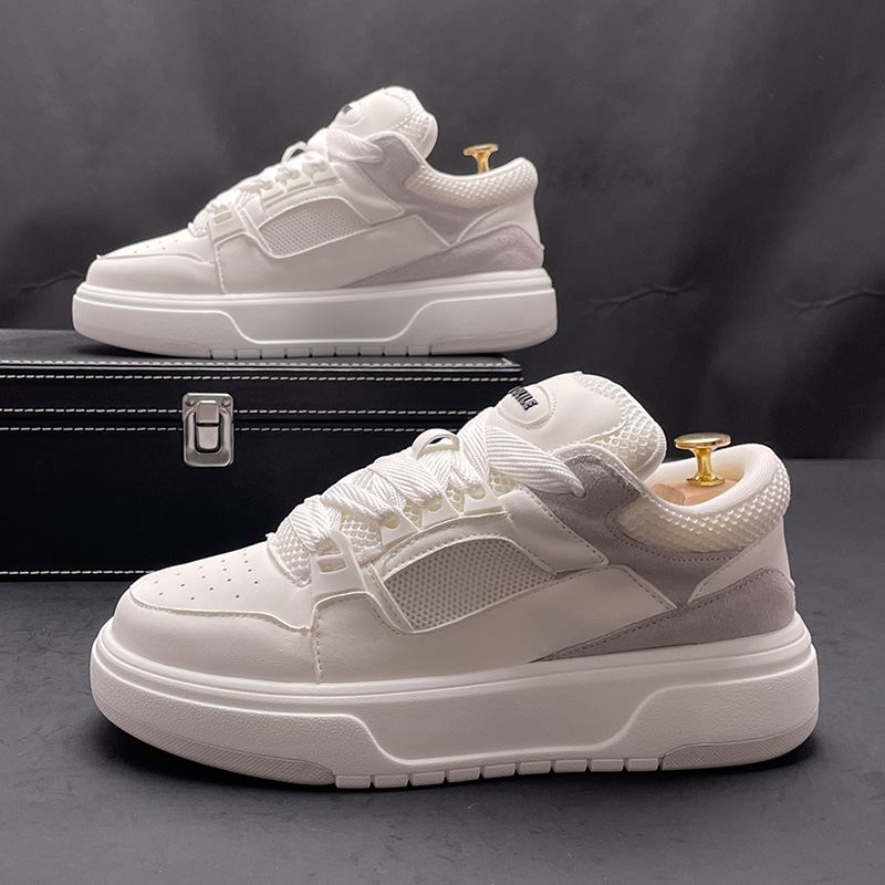 小白鞋男内增高冬季新款时尚运动休闲面包鞋青年个性百搭厚底板鞋