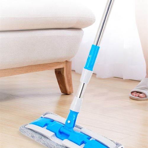 兰诗平板拖把伸缩杆免手洗夹布式家用地板拖卧室可替换拖布除尘推