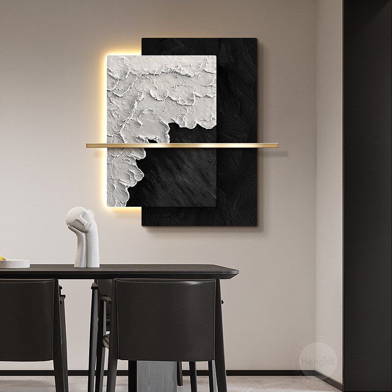 简约现代客厅装饰画黑白抽象肌理画入户玄关挂画高级感沙发背景画