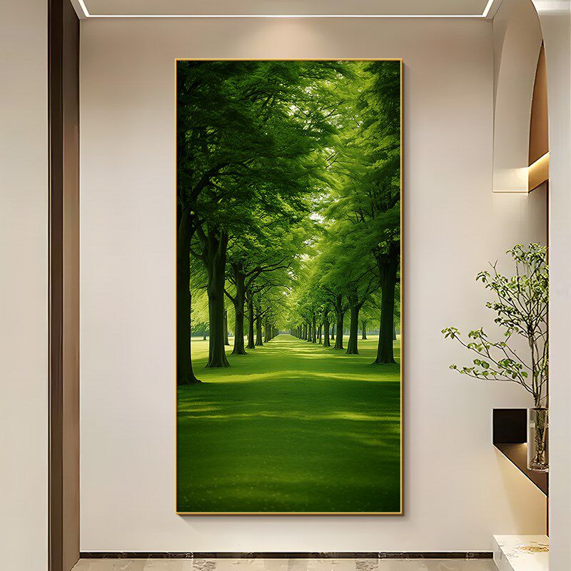 现代简约森林f装饰画入户正对门玄关画小清新自然风景走廊过道挂