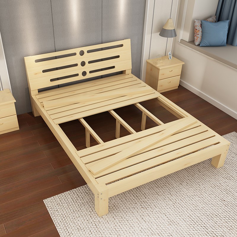 实木床双人床1.8m米 1.5简易单人床1.2m简约现代经济型成人松木床