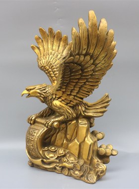 铜雄鹰摆件纯铜大展鸿图老鹰家居办公室装饰品大鹏展翅鹰桌面摆件