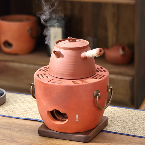 童文宋八卦煮茶炉双层大炉闽西副榜炉手工炭炉风炉茶炉Z红泥小火