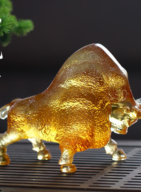 拓荒牛琉璃牛摆件居家客厅商铺前台桌面摆放装饰商务亲朋国风送礼