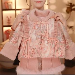可可精品母婴秋冬民族风女宝秋冬款套装女童加绒汉服冬中国风外套