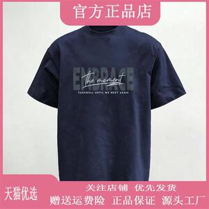 李木子名苑2026美式藏青短袖T恤纯棉男士2026新款夏季宽松半袖衫