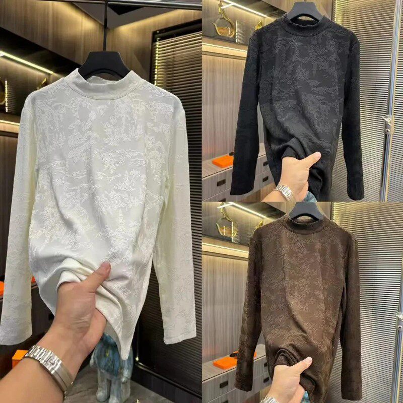 路西威男装男士冬季小衫打底套头半高领长袖内搭加绒商务修身舒