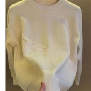 ZH男士轻奢高h档时尚圆领拼接提花毛衣冬季保暖针织打底衫男装宽